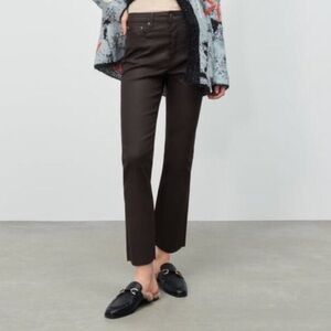 Zara Coated The Dreed Crop Flare Jeans
